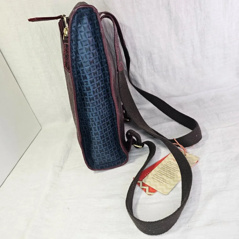 NWT Holii Textured Genuine Leather Handmade Backpack w Adjustable Straps